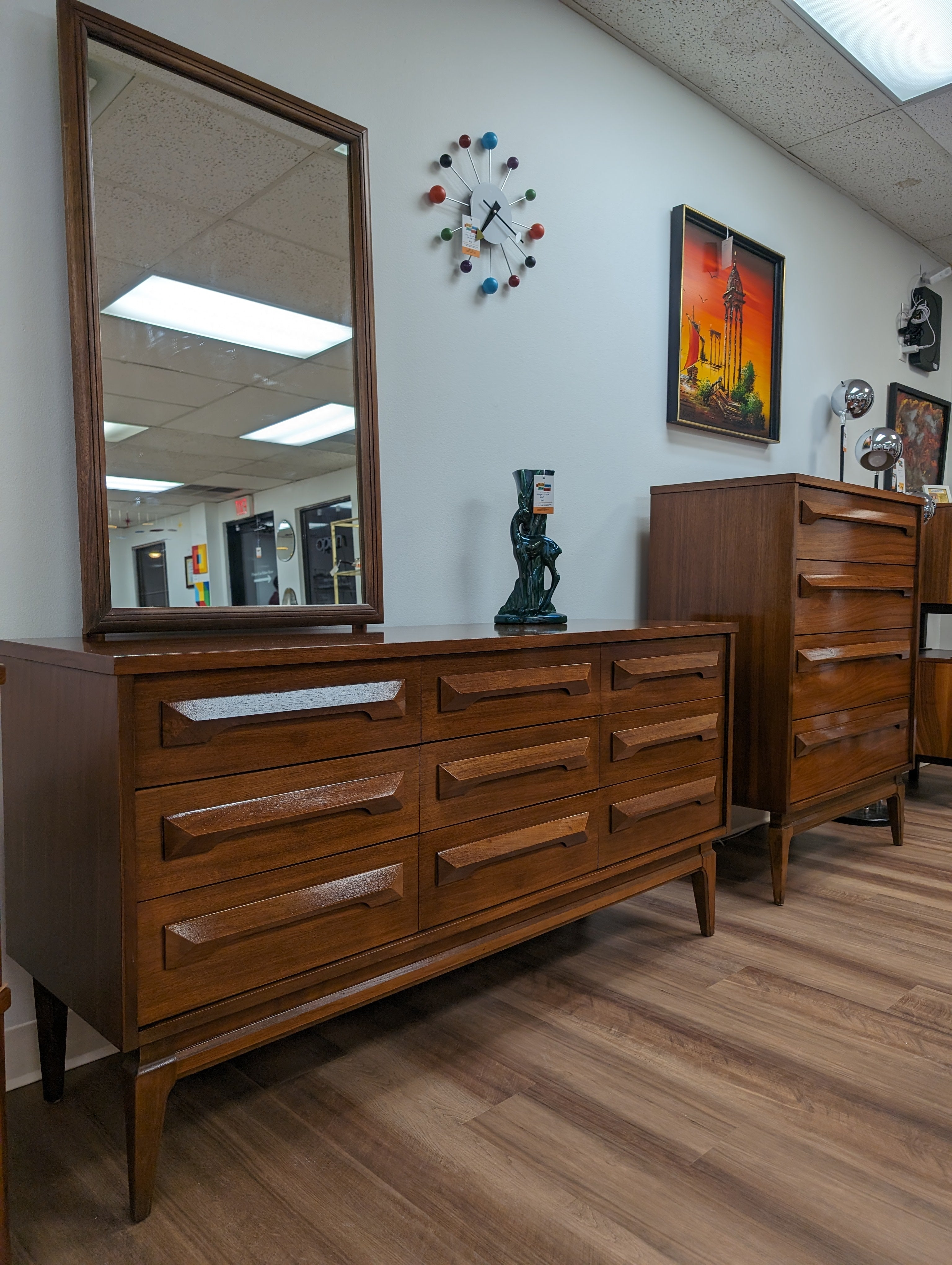 ON SALE Mid Century Modern REFINISHED 9 Drawer Lowboy Dresser – A Little More Like Home ON SALE Mid Century Modern REFINISHED 9 Drawer Lowboy Dresser – A Little More Like Home