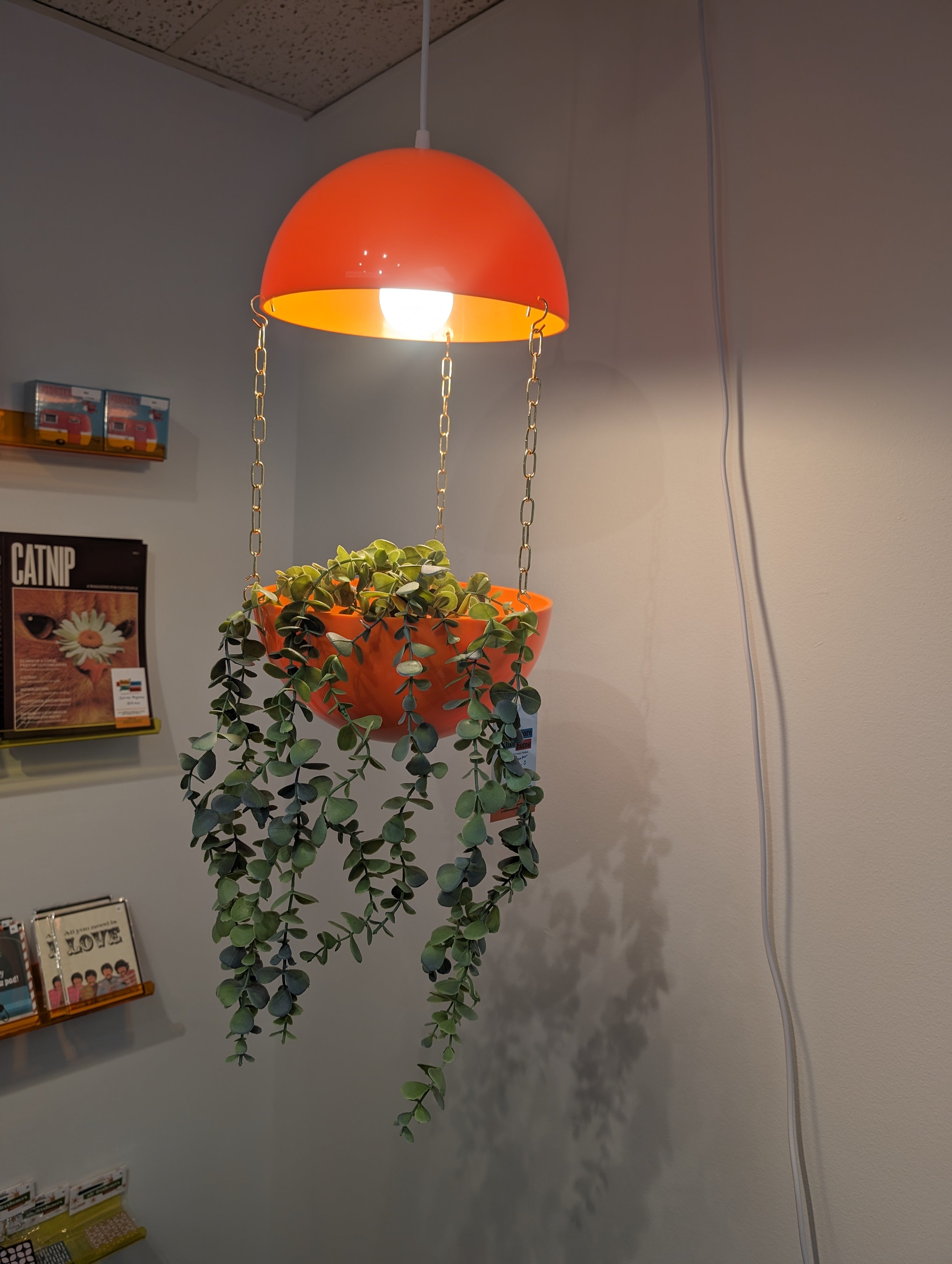 hanging light planter Potifiv Lighted Space Age Pendant Planter