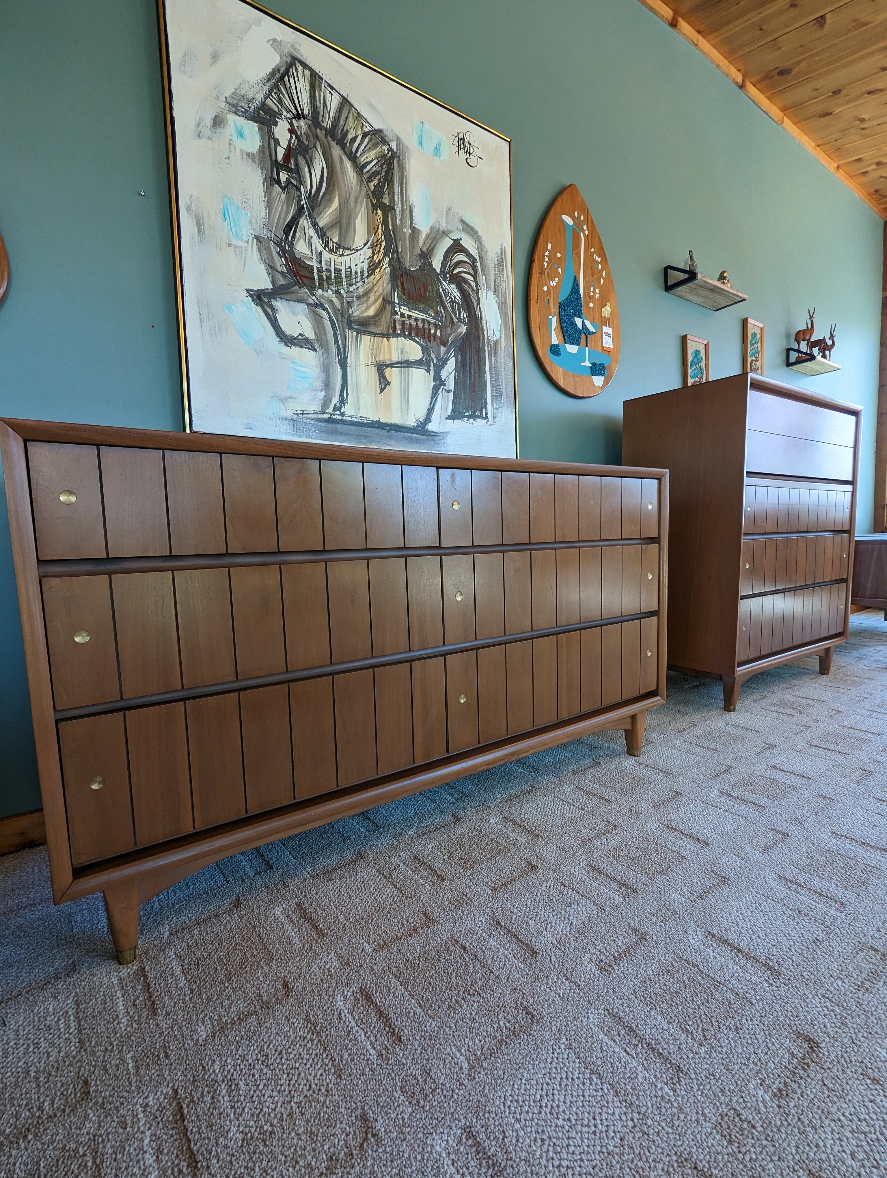 kroehler mid century modern dresser Kroehler Low 6 Drawer Dresser Atomic Furnishing & Design