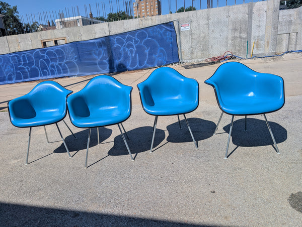 Vintage Blue Eames Herman Miller Padded Arm Shell Chair | 4