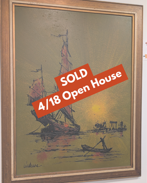 Large Mid Century Ship Art Signed "Andrews"