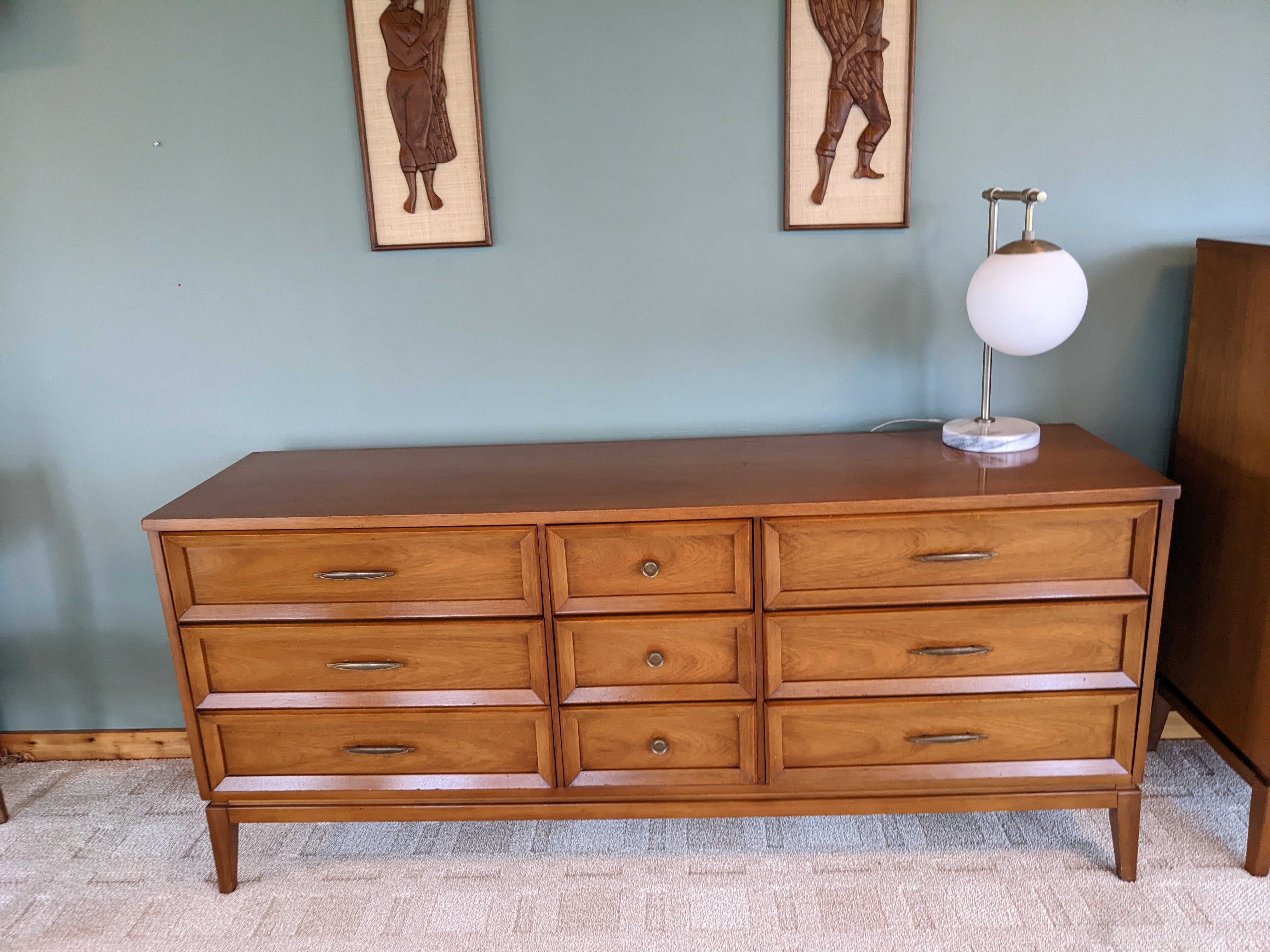 Mid Century Modern Nine Drawer Lowboy Dresser