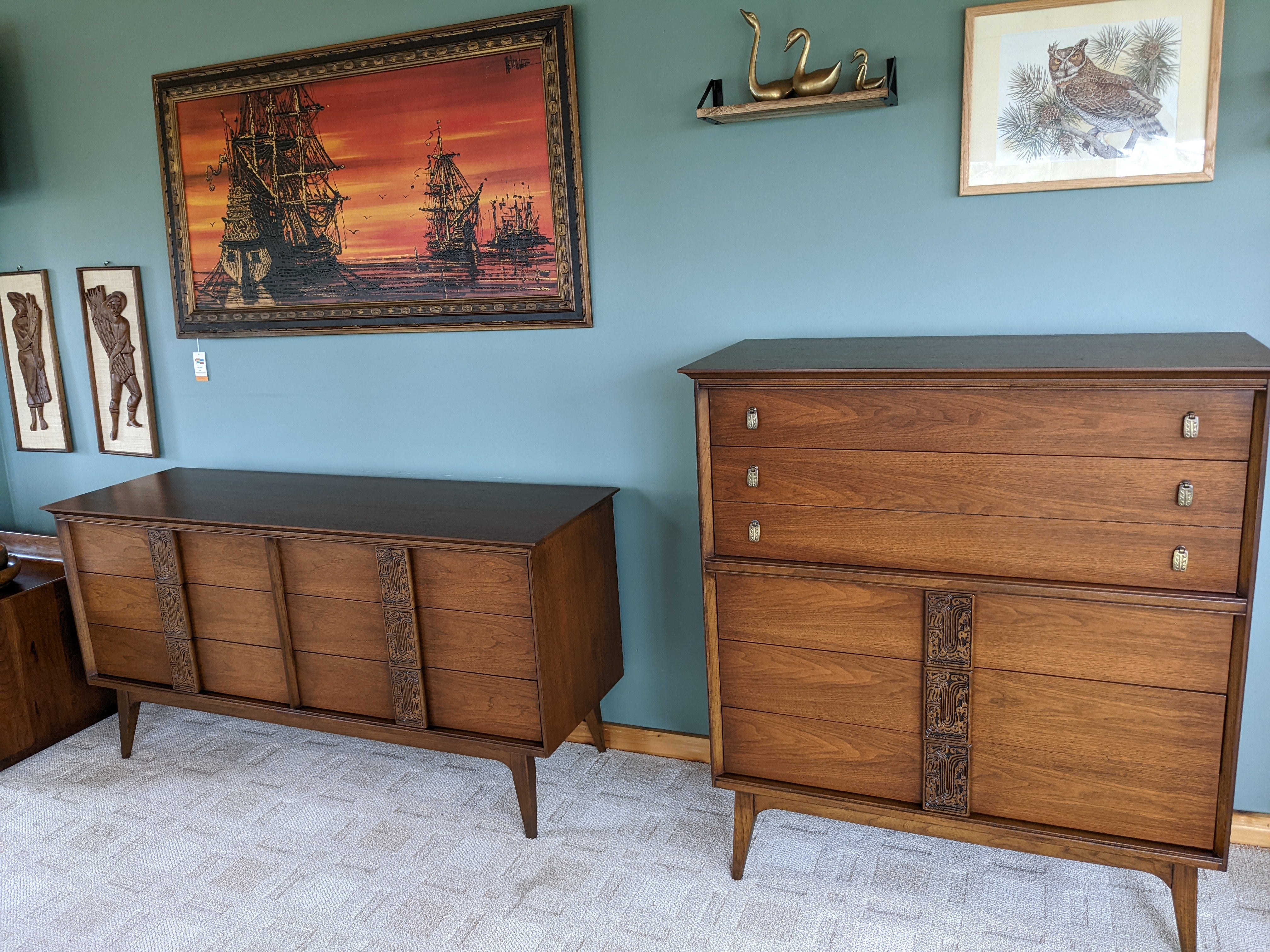 Mid Century Modern Dresser Set | Bassett Aztec